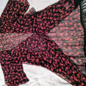 Lularoe S Monroe sheer with pink and black EUC